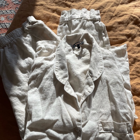 Quince Women's cream linen pajama set - Picture 3 of 4